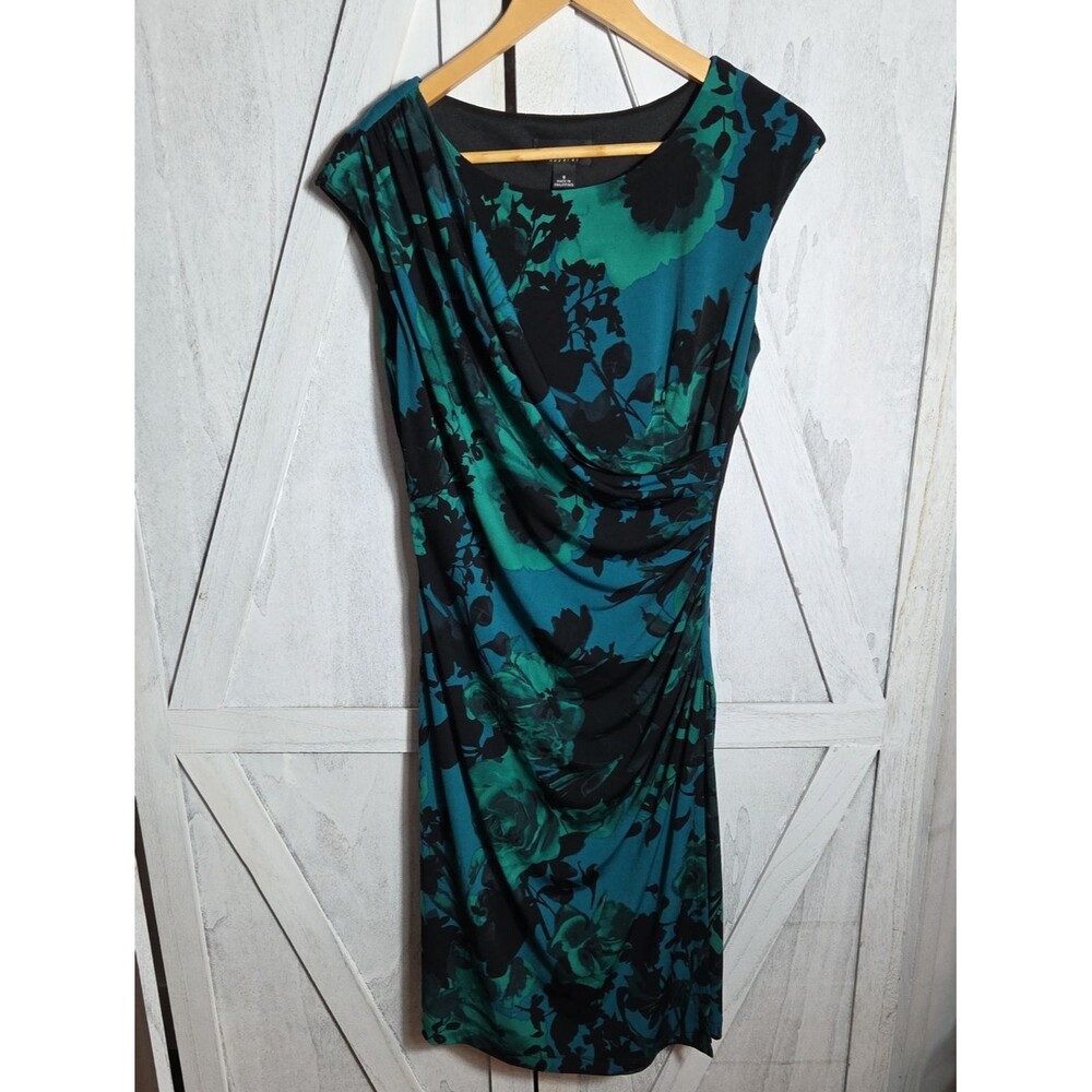 Connected Apparel Teal Floral Dress Size 8